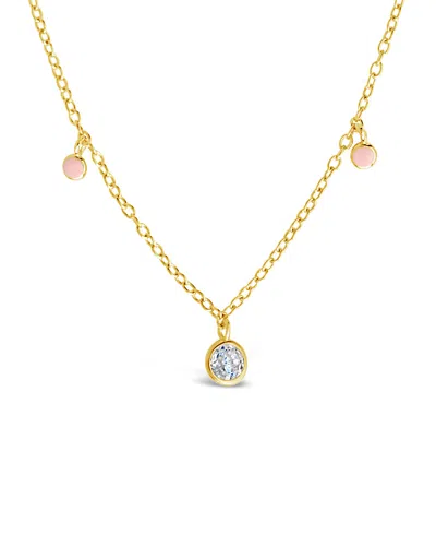 Sterling Forever 14k Over Silver Cz & Enamel Charm Necklace