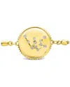 Sterling Forever 14k Over Silver Cz Aquarius Disc Bolo Bracelet