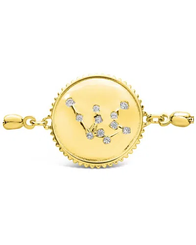 Sterling Forever 14k Over Silver Cz Aquarius Disc Bolo Bracelet