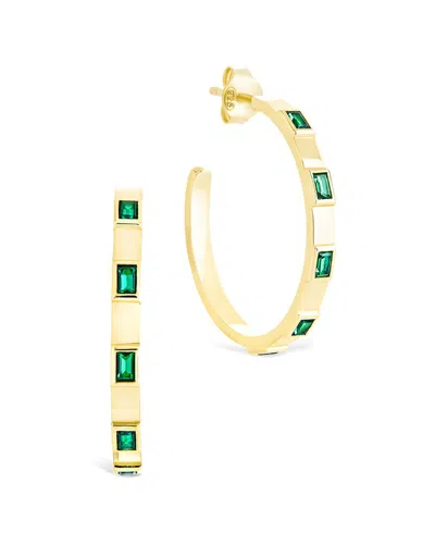 Sterling Forever 14k Over Silver Cz Asher Flat Polished Hoop Earrings In Gold
