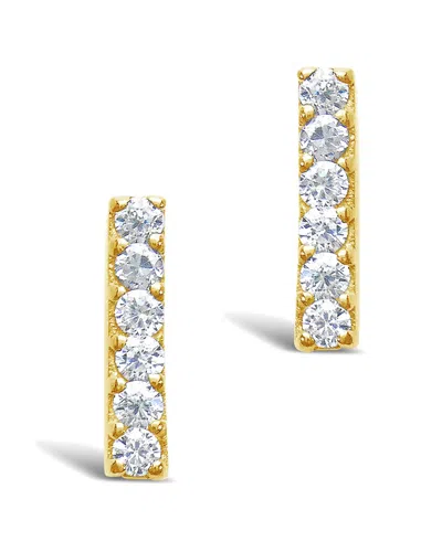 Sterling Forever 14k Gold Plated Sterling Silver Cz Bar Stud Earrings