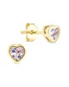 Sterling Forever 14k Over Silver Cz Bezel Set Heart Stud Earrings In Gold