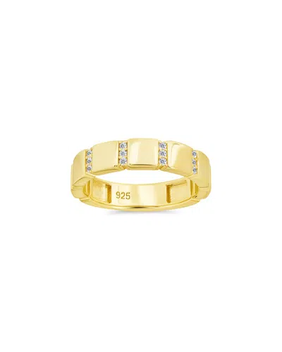 Sterling Forever 14k Over Silver Cz Bradley Ring In Gold