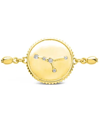 Sterling Forever 14k Over Silver Cz Cancer Disc Bolo Bracelet In Yellow
