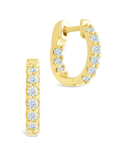 STERLING FOREVER STERLING FOREVER 14K OVER SILVER CZ CONSTANCE STUDDED STATEMENT HOOP EARRINGS
