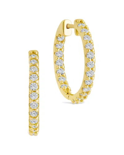 Sterling Forever 14k Over Silver Cz Constance Studded Statement Hoop Earrings