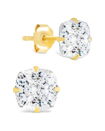 Sterling Forever 14k Over Silver Cz Cushion Cut Prong Set Stud Earrings