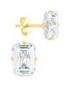 Sterling Forever 14k Over Silver Cz Emerald Cut Prong Set Stud Earrings