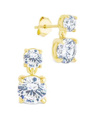 Sterling Forever 14k Over Silver Cz Galatea Brilliant Cut Stud Earrings In Gold
