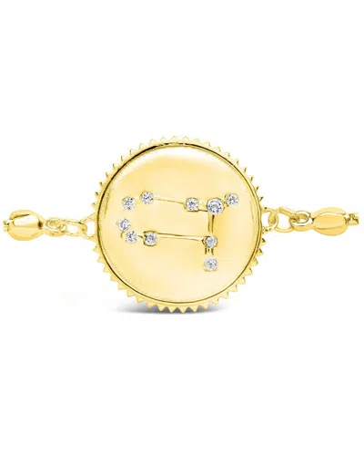 Sterling Forever 14k Over Silver Cz Gemini Disc Bolo Bracelet