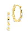 Sterling Forever 14k Over Silver Cz Henley Baguette Micro Hoop Earrings