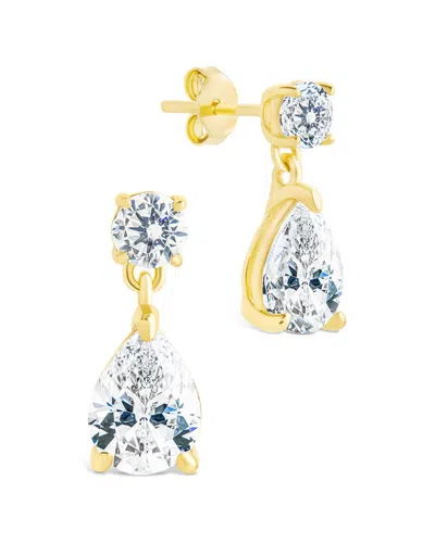 Sterling Forever 14k Over Silver Cz Imogen Stud Earrings In Gold