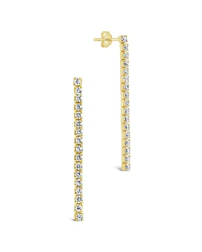 STERLING FOREVER STERLING FOREVER 14K OVER SILVER CZ LINEAR DROP EARRINGS