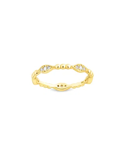 Sterling Forever 14k Over Silver Cz Lydia Ribbed Ring In Gold