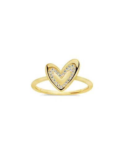Sterling Forever 14k Over Silver Cz Mabel Heart Ring In Gold