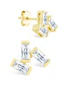 Sterling Forever 14k Over Silver Cz Macy Stud Earrings In Gold
