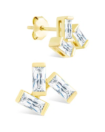 Sterling Forever 14k Over Silver Cz Macy Stud Earrings In Gold