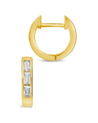 Sterling Forever 14k Over Silver Cz Micro Hoops