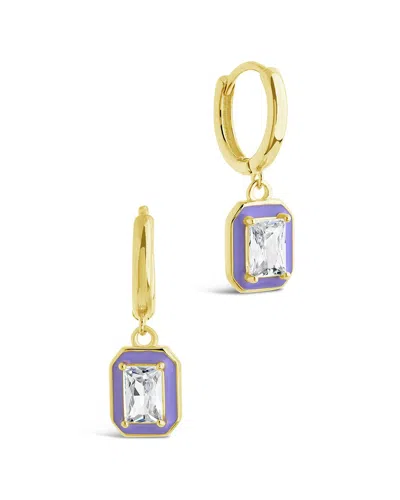 Sterling Forever 14k Over Silver Cz Millie Charm Hoops