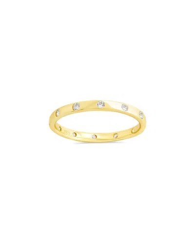 Sterling Forever 14k Over Silver Cz Mindy Studded Ring In Gold