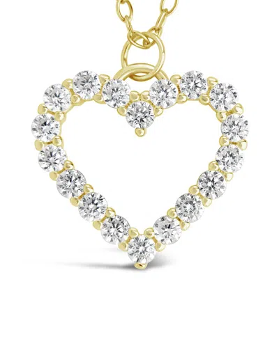 STERLING FOREVER STERLING FOREVER 14K OVER SILVER CZ OUTLINE HEART PENDANT NECKLACE