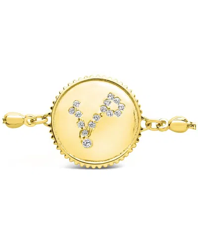 Sterling Forever 14k Over Silver Cz Pisces Disc Bolo Bracelet