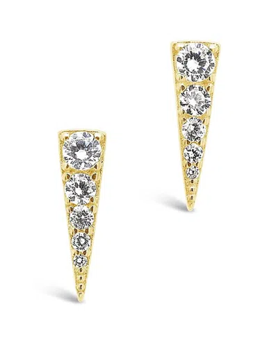 Sterling Forever Sterling Silver Cz Pyramid Studs In Gold
