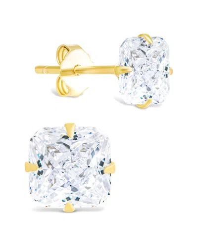 STERLING FOREVER STERLING FOREVER 14K OVER SILVER CZ RADIANT CUT PRONG SET STUD EARRINGS