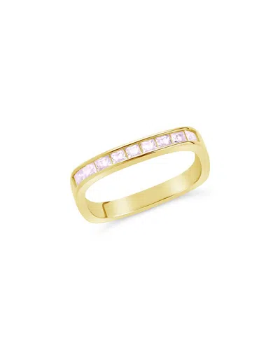 Sterling Forever 14k Over Silver Cz Rectangular Ring