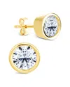 Sterling Forever 14k Over Silver Cz Round Cut Bezel Set Stud Earrings