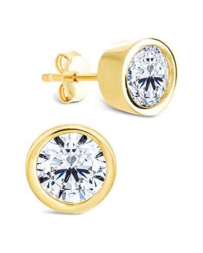 Sterling Forever 14k Over Silver Cz Round Cut Bezel Set Stud Earrings