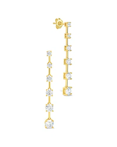Sterling Forever 14k Over Silver Cz Rue Drop Earrings In Gold