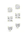 Sterling Forever 14k Over Silver Cz Set Of 3 Statement Studs