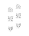 Sterling Forever 14k Over Silver Cz Set Of 3 Statement Studs