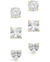 Sterling Forever 14k Over Silver Cz Set Of 3 Statement Studs