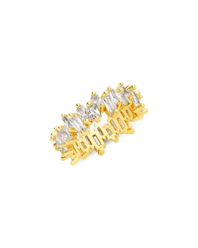 Sterling Forever 14k Gold Plated Sterling Silver Cz Staggered Eternity Band