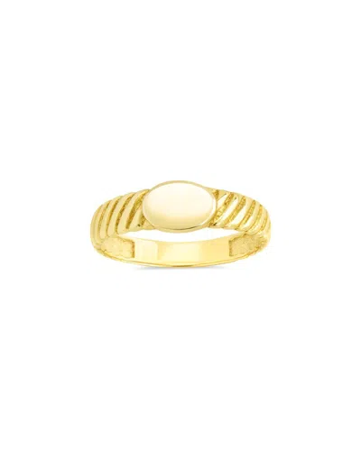 Sterling Forever 14k Over Silver Dixie Ribbed Signet Ring In Gold