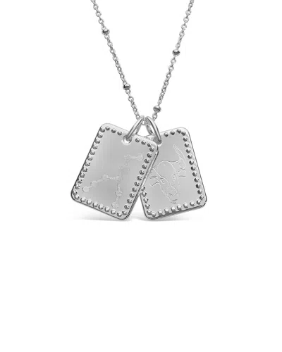 Sterling Forever Silver Gemini Zodiac Tag Necklace In Metallic