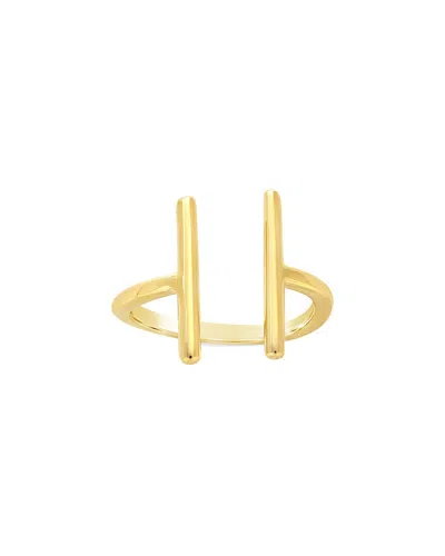 Sterling Forever 14k Over Silver Vermeil Parallel Bar Ring In Gold
