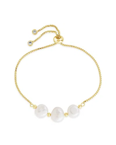 Sterling Forever 14k Plated 11mm Pearl Slider Bracelet