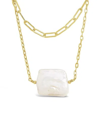 Sterling Forever 14k Plated 16-21mm Baroque Pearls Layered Necklace In White