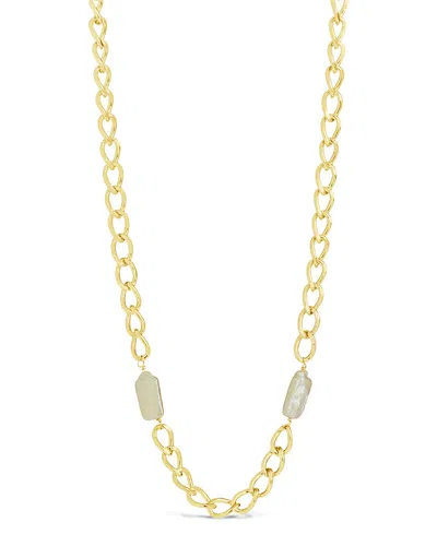 Sterling Forever 14k Plated 16mm Pearl Chain Necklace In Gold