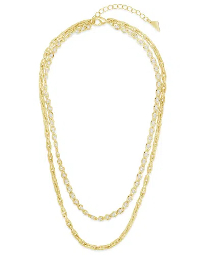 Sterling Forever 14k Plated 3mm Pearl Amedea Chain Layered Necklace