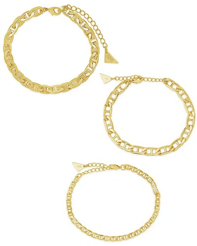 Sterling Forever 14k Plated Anchor Bracelet Set