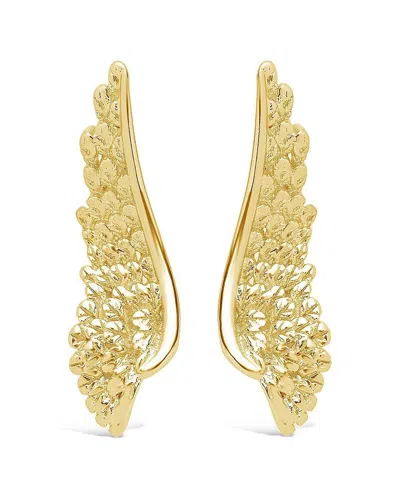 Sterling Forever 14k Plated Angel Wing Ear Crawlers