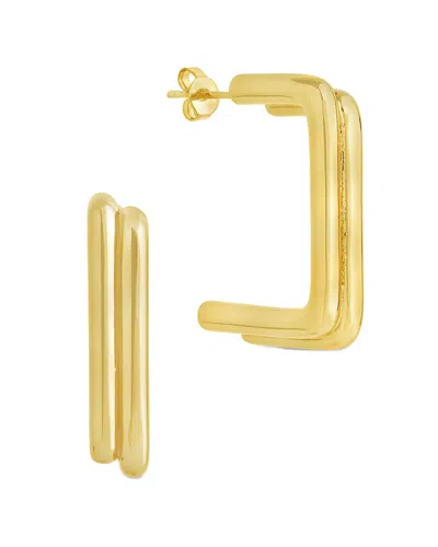 Sterling Forever 14k Plated Baguette Hoops In Gold