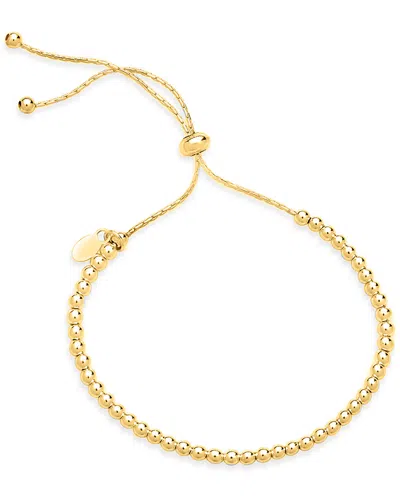 Sterling Forever 14k Plated Beaded Slider Bracelet In Gold