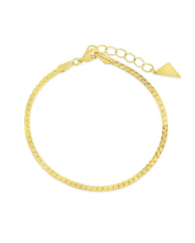 STERLING FOREVER STERLING FOREVER 14K PLATED BENTLEY FLAT HERRINGBONE CHAIN BRACELET