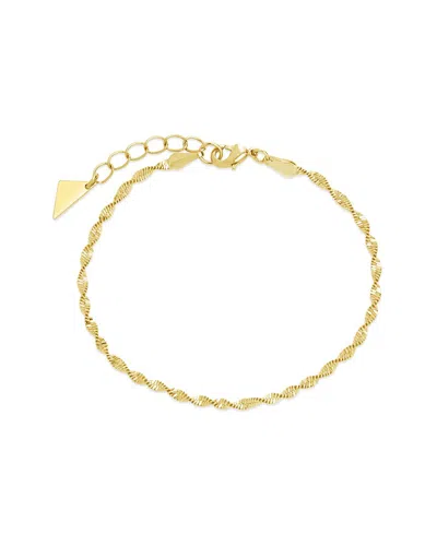 Sterling Forever 14k Plated Blakely Twisted Herringbone Chain Bracelet In Gold