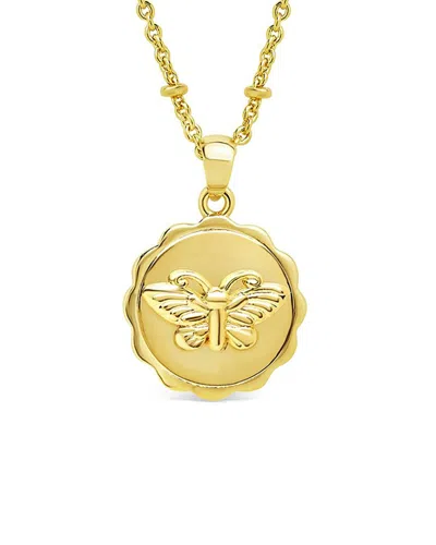 Sterling Forever 14k Plated Butterfly Necklace In Gold